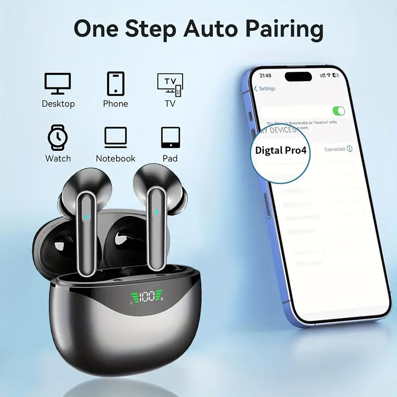 New LIFEBEE Wireless Earbuds for Running Sports, Mini Wireless Headphones with HiFi Stereo and Dual-LED Display, Earphones with Built-in Microphone Wireless Headset
